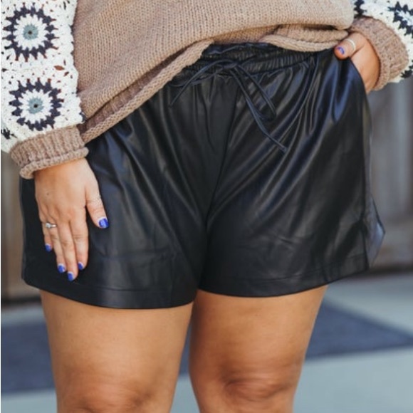 Pants - Faux Leather Shorts